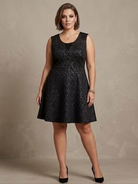 New Noir Fit & Flare Evening Dress Sleeveless  Mesh Detail